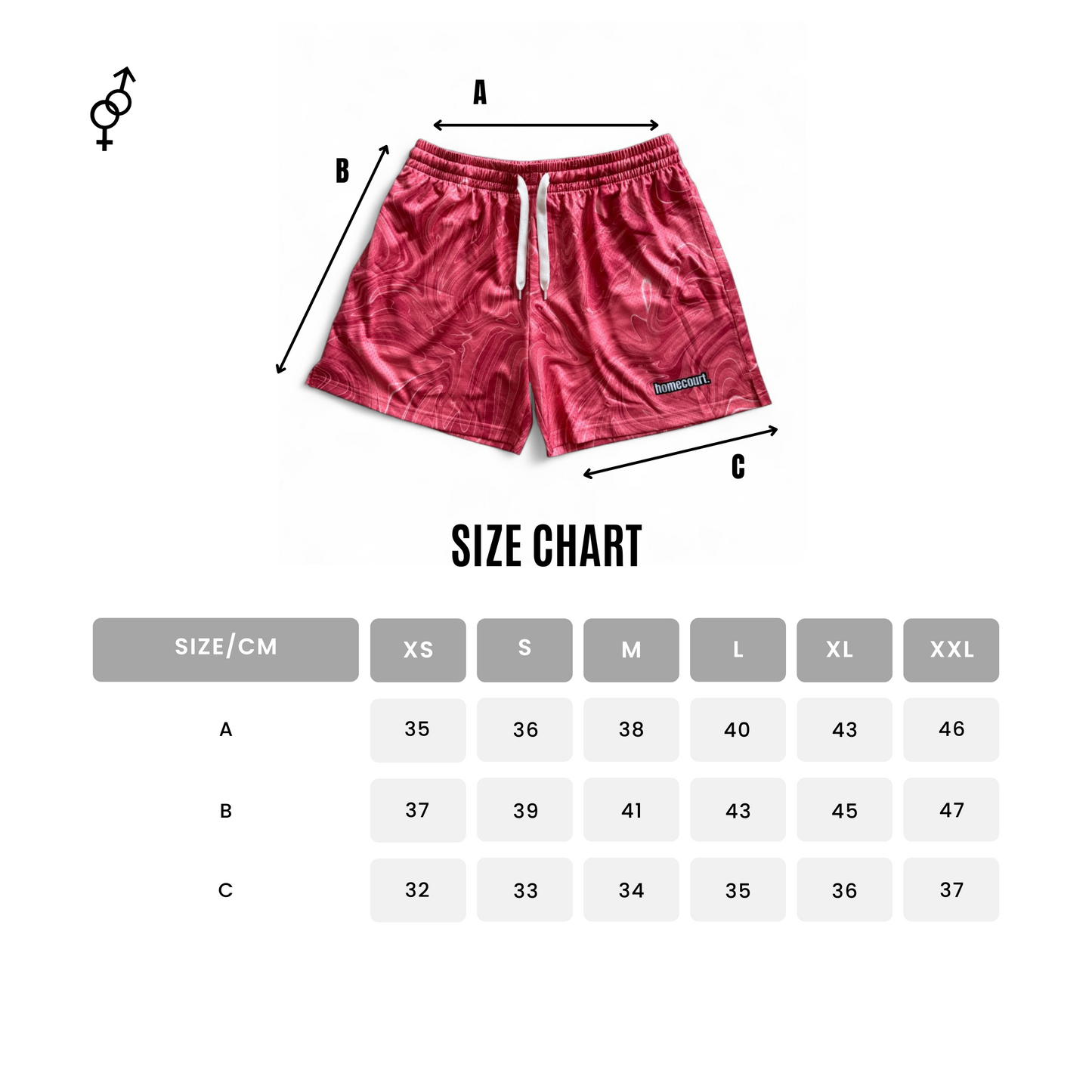 Mesh shorts: raspberry red swirl
