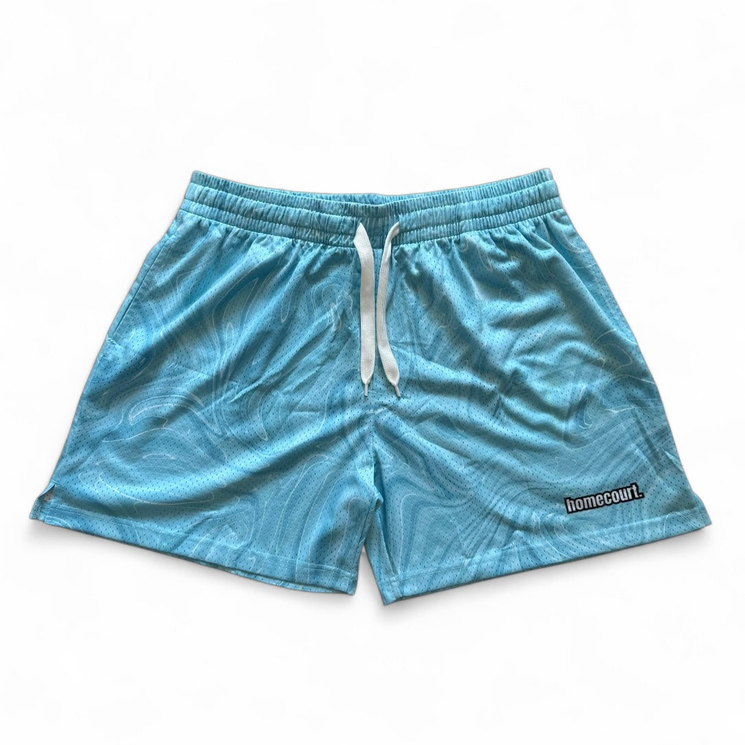 Mesh shorts: ice blue swirl