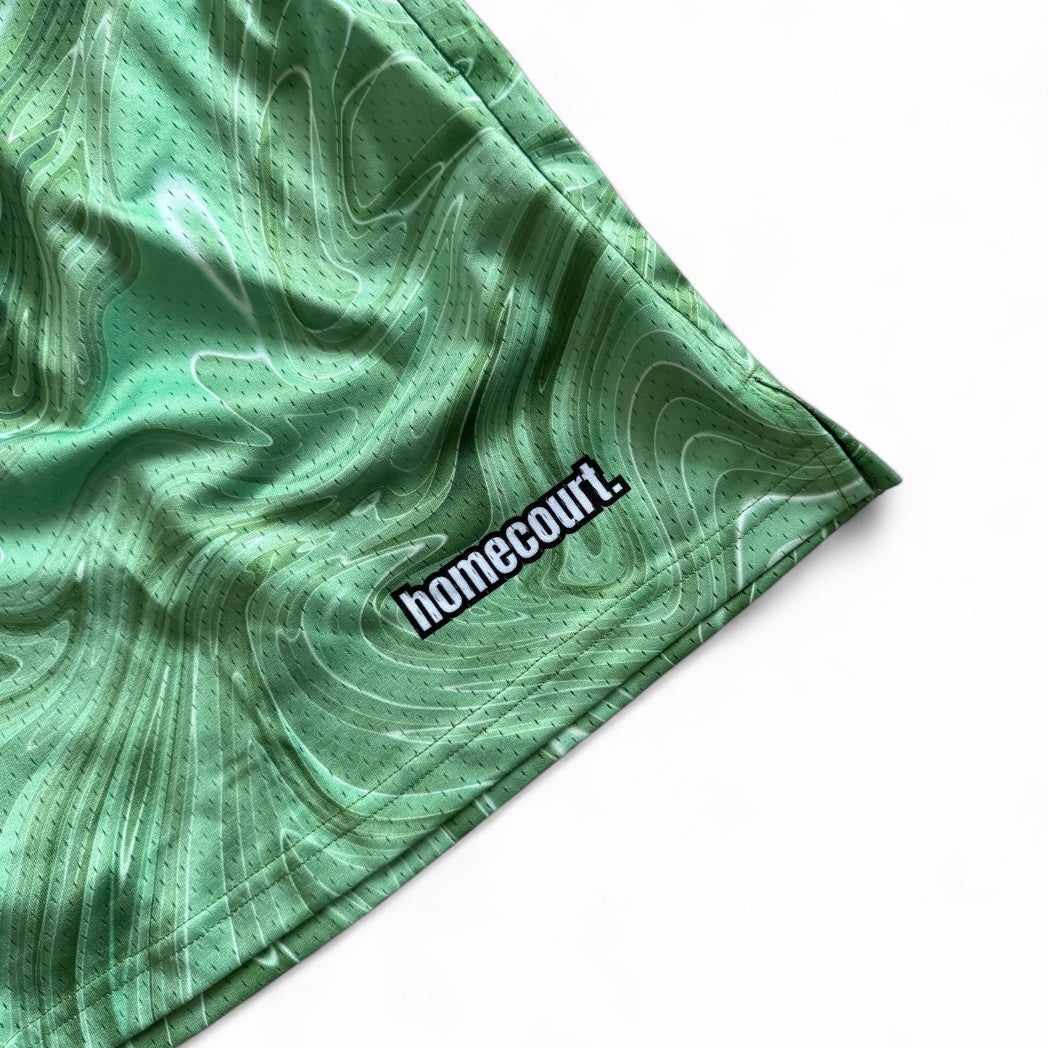 Mesh shorts: mint green swirl