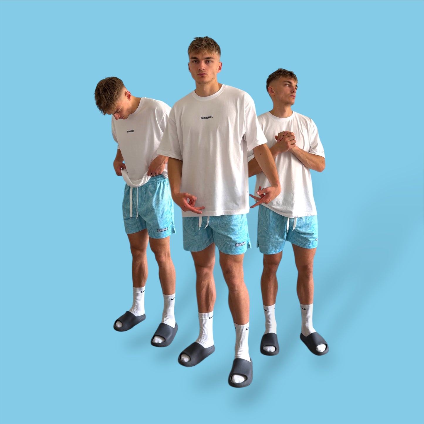Mesh shorts: ice blue swirl