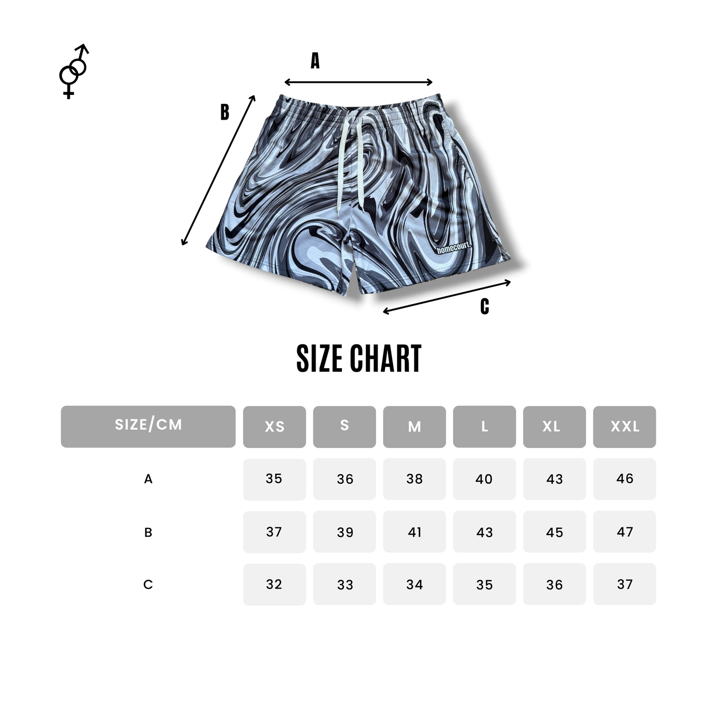 Mesh shorts: grey swirl