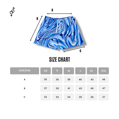 Mesh shorts: blue swirl
