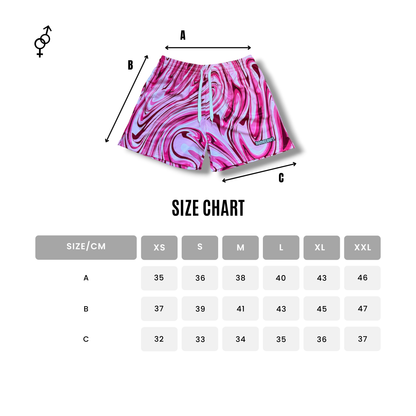 Mesh shorts: pink swirl