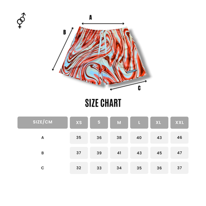 Mesh shorts: orange swirl