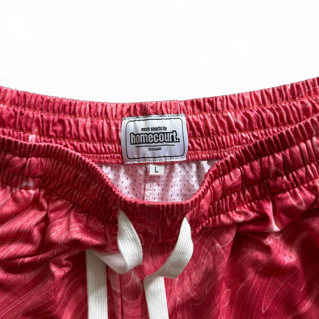 Mesh shorts: raspberry red swirl