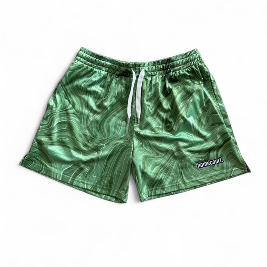 Mesh shorts: mint green swirl