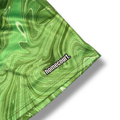 Mesh shorts: green apple swirl