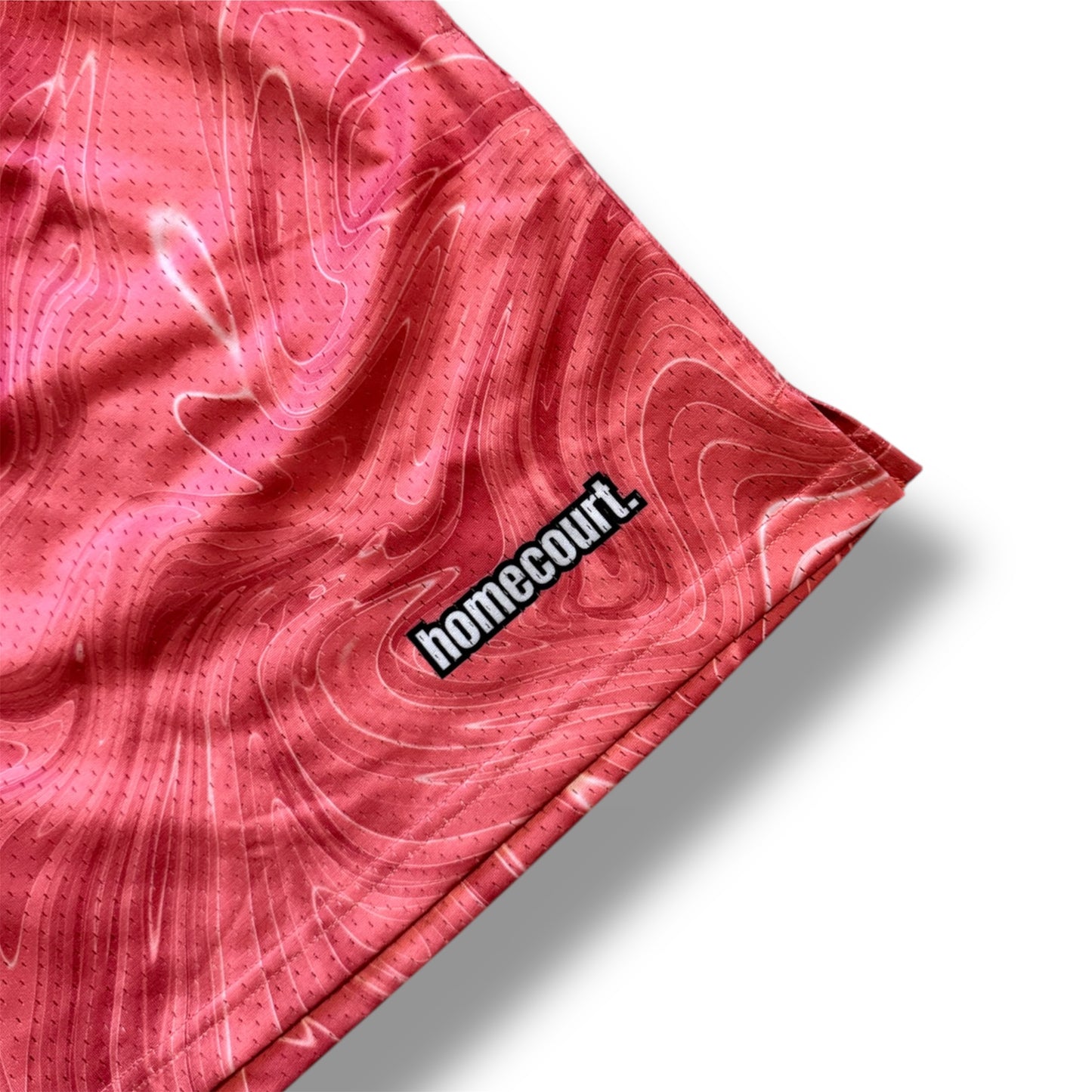 Mesh shorts: raspberry red swirl