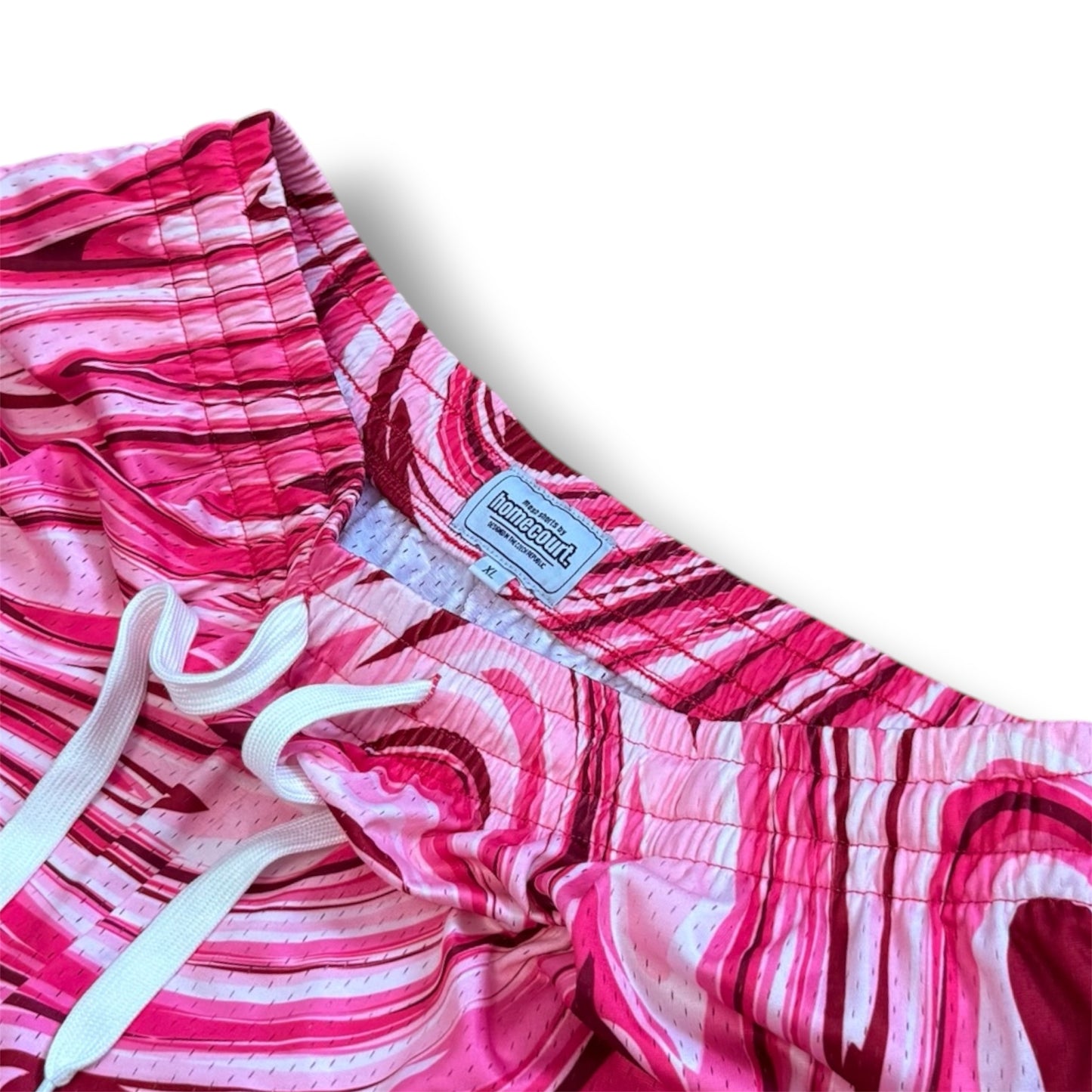 Mesh shorts: pink swirl