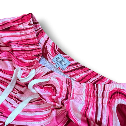 Mesh shorts: pink swirl