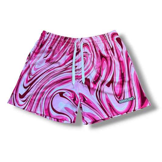 Mesh shorts: pink swirl