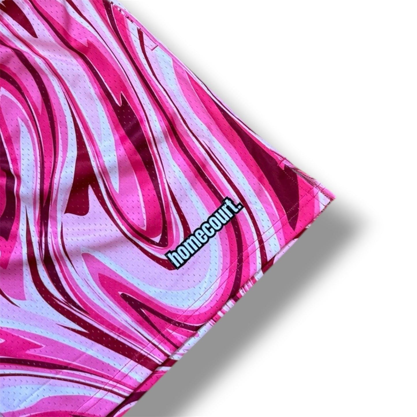 Mesh shorts: pink swirl