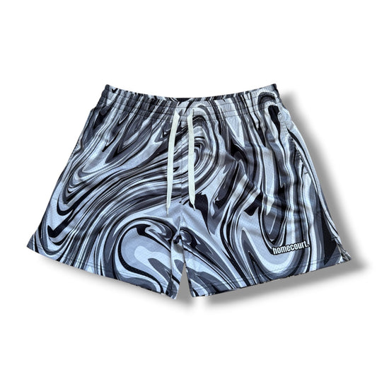 Mesh shorts: grey swirl