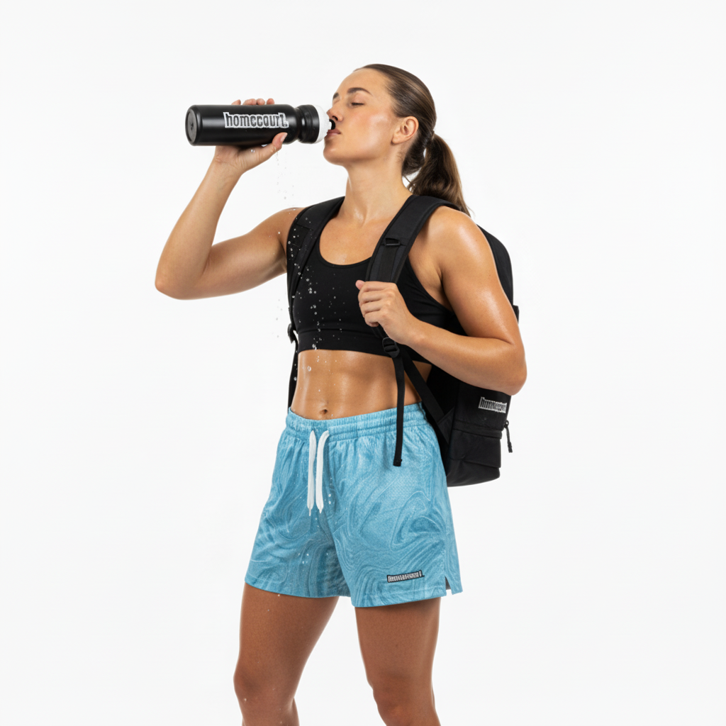 Basketbalistka s upravenou homecourt láhví